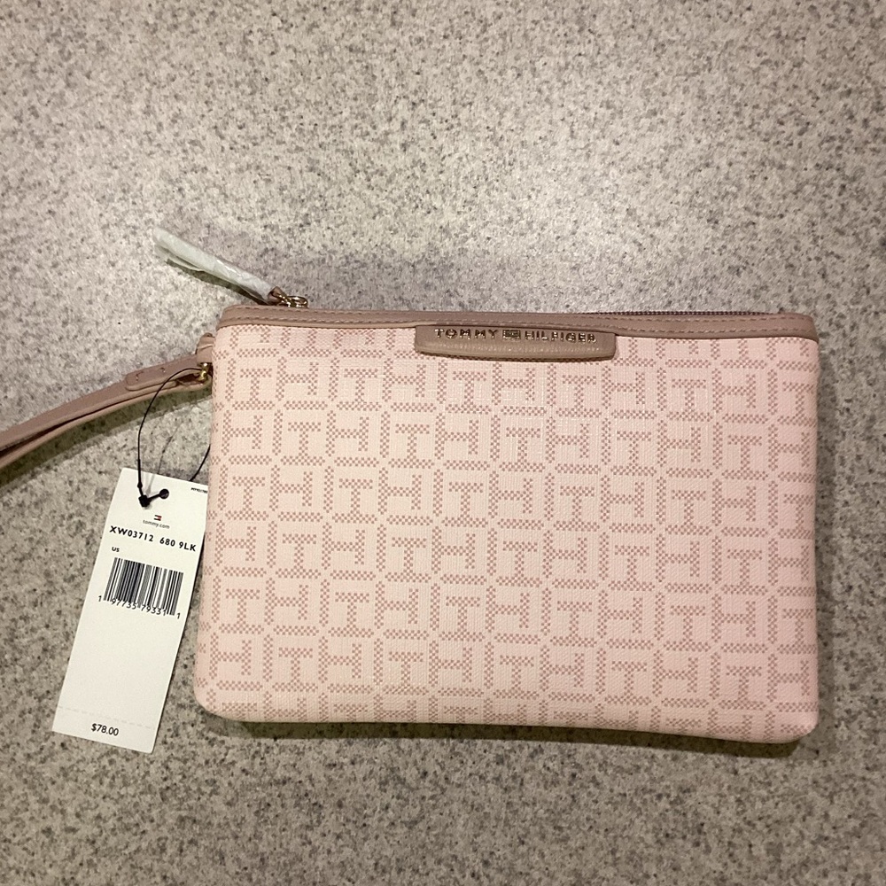 Tommy Hilfiger Pink Logo Wristlet Pouch